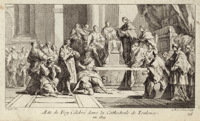 Catari pentiti che dichiarano la loro fede nella religione cattolica nella Cattedrale di Tolosa, Francia da Charles Nicolas II Cochin