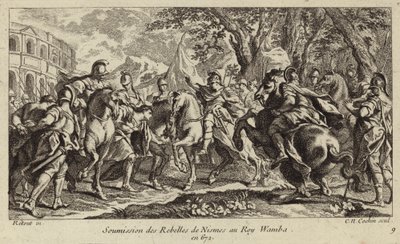 Sottomissione dei ribelli di Nîmes a Wamba, Re dei Visigoti, 672 da Charles Nicolas II Cochin