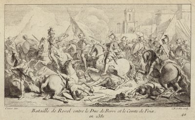 Gli eserciti del Duca di Berry e del Conte di Foix combattono nella Battaglia di Revel, Francia da Charles Nicolas II Cochin