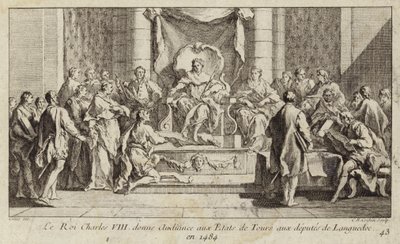 Re Carlo VIII di Francia ascolta i deputati del Languedoc agli Stati Generali di Tours da Charles Nicolas II Cochin