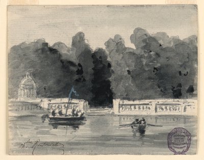 Un lago in un parco da Charles Nicolas Ransonnette
