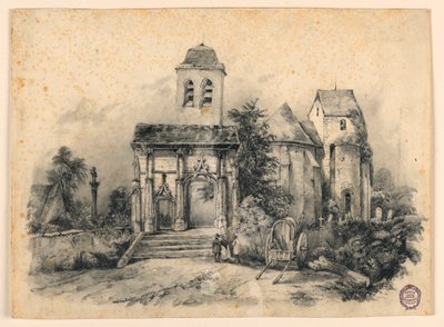 Tre figure davanti a una chiesa da Charles Nicolas Ransonnette