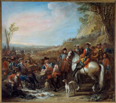 Fermata dei granatieri a cavallo della casa del re (1734). Al centro, Monsieur de Creil, Comandante da Charles Parrocel