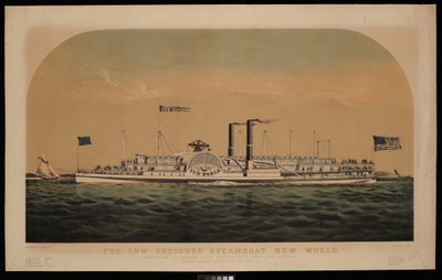 Il battello a vapore a bassa pressione New World. In navigazione sul fiume Hudson, tra New York e Albany da Charles Parsons