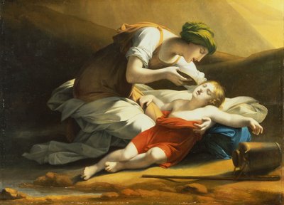 Agar dà acqua a Ismaele dal pozzo miracoloso nel deserto da Charles Paul Landon