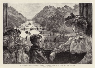 Uno sguardo nei giardini di Hampton Court da una finestra del palazzo da Charles Paul Renouard