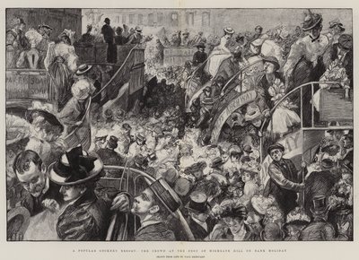 Una popolare località Cockney, la folla ai piedi di Highgate Hill durante il Bank Holiday da Charles Paul Renouard