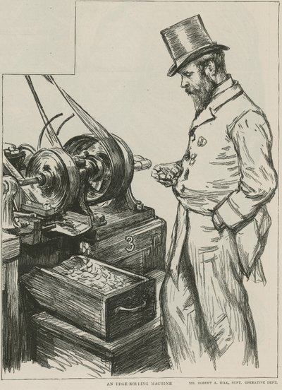 Una macchina per arrotolare i bordi alla Zecca Reale da Charles Paul Renouard