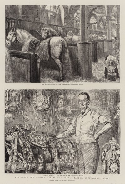 Preparativi per il Giorno del Giubileo nelle scuderie reali, Buckingham Palace da Charles Paul Renouard