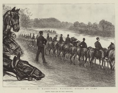 Le manovre militari, abbeveramento dei cavalli nel campo da Charles Paul Renouard