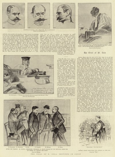Il processo di M. Zola, schizzi in tribunale da Charles Paul Renouard