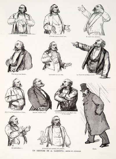 Un discorso di M. Gambetta: Gesti e atteggiamenti, da Storia della Terza Repubblica, Vol. I, Storia Politica, pub.1933 da Charles Paul Renouard