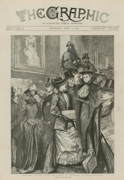 Visitatori alla collezione di prestiti di quadri alla Guildhall da Charles Paul Renouard
