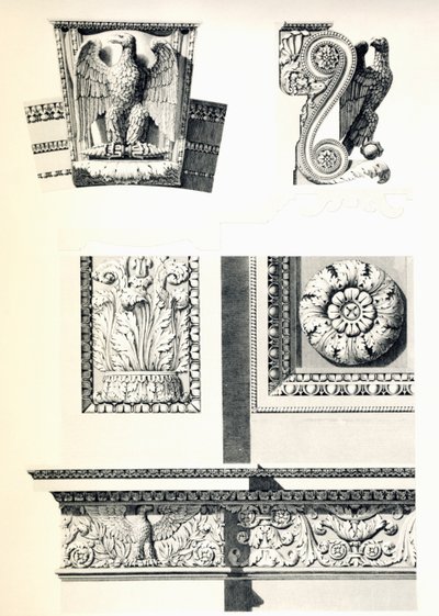 Decorazione con aquile, rosette e foglie di acanto per l