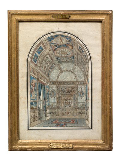 Stanza nella Casa del Labrador, Palazzo Reale di Aranjuez (penna, inchiostro e acquerello su carta) da Charles Percier