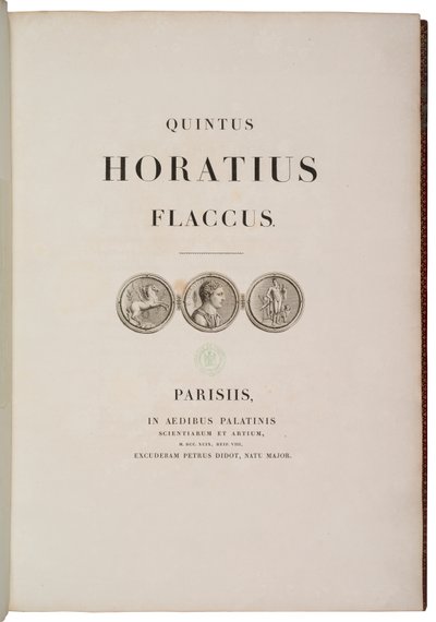 Pagina del titolo di Quintus Horatius Flaccus da Charles Percier