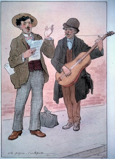 Piccoli mestieri di Parigi: cantanti di strada. Disegno di Charles Pezeu dit Carlopez da Charles Pezeu Carlopez