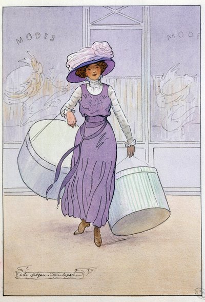 Piccoli mestieri di Parigi: la modista. Disegno di Charles Pezeu dit Carlopez da Charles Pezeu Carlopez