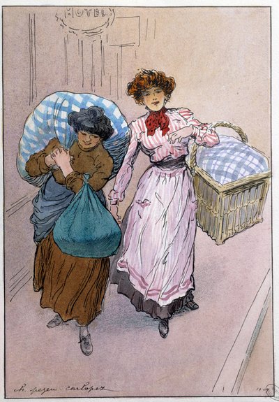 Piccoli mestieri di Parigi: le macchine per sbiancare. Disegno di Charles Pezeu dit Carlopez da Charles Pezeu Carlopez