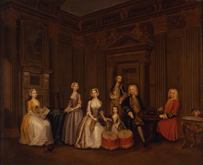Ritratto di Algernon Seymour, Lord Hertford (poi 7° Duca di Somerset) con il Colonnello Tomkins Wardour, il Colonnello Browne, Lord Beauchamp, Frances, Lady Hertford, Lady Elizabeth Seymour e Miss Herbert da Charles Philips