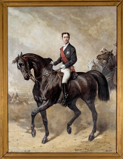 Ritratto equestre del Principe Imperiale Eugenio Luigi Napoleone, figlio di Napoleone III (1856-1879). Dipinto di Charles Porion (XIX secolo) da Charles Porion
