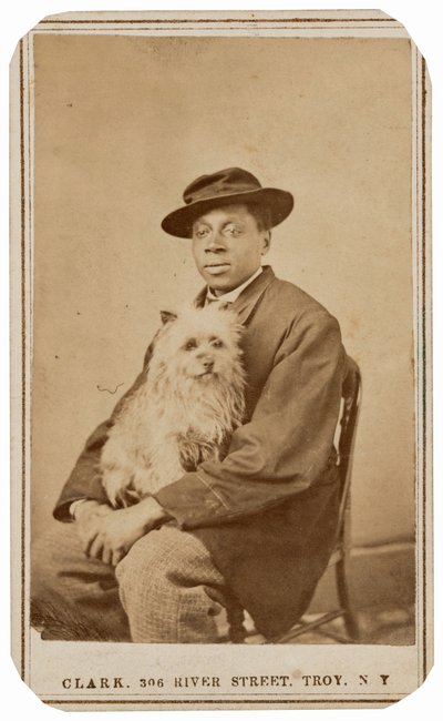 Ritratto di uomo e cane, c. 1860 (foto) da Charles R. Clark