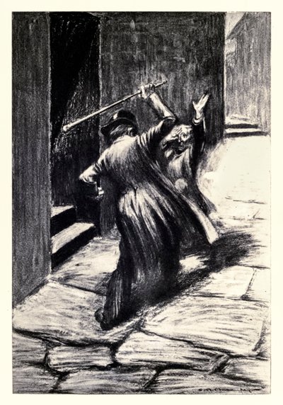 "Lo colpì a terra" da "Lo strano caso del dottor Jekyll e del signor Hyde" di Robert Louis Stevenson da Charles Raymond Macauley