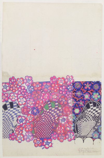 Disegno di fiori di tabacco blu e rosa da Charles Rennie Mackintosh