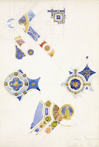 Certosa di Pavia, studi della decorazione del soffitto, 1891 da Charles Rennie Mackintosh