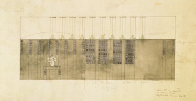 Design per una parete, tavolo e porte, 1905 da Charles Rennie Mackintosh