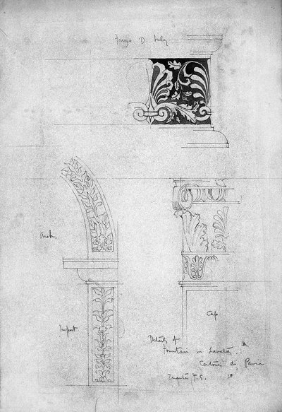 Dettagli della fontana nel lavatoio, Certosa di Pavia, 1891 da Charles Rennie Mackintosh