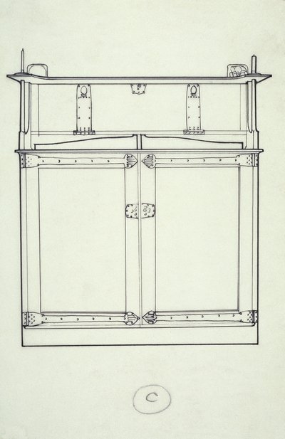 Disegno a linee di mobili (un armadio), c.1910 da Charles Rennie Mackintosh