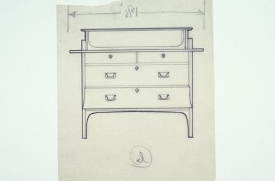 Disegno a linee di mobili (una panca con pannelli dipinti), c.1910 da Charles Rennie Mackintosh