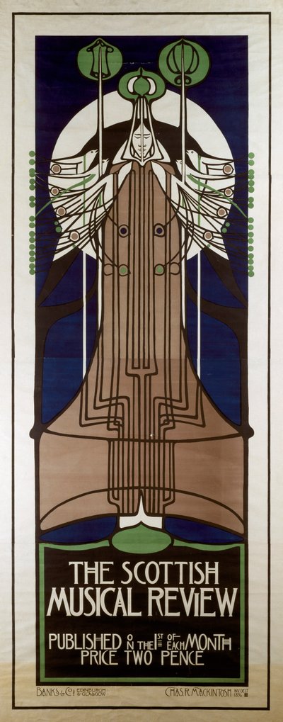 Poster pubblicitario della Scottish Musical Review da Charles Rennie Mackintosh