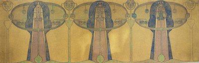 Fregio decorativo di figure umane stilizzate, forme di alberi e piante, c.1895 da Charles Rennie Mackintosh