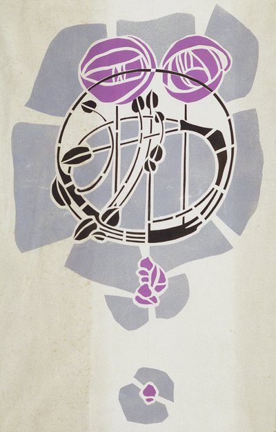 Riproduzione moderna da stencil originale di Mackintosh per decorazione murale, motivo rosa, 1902 da Charles Rennie Mackintosh