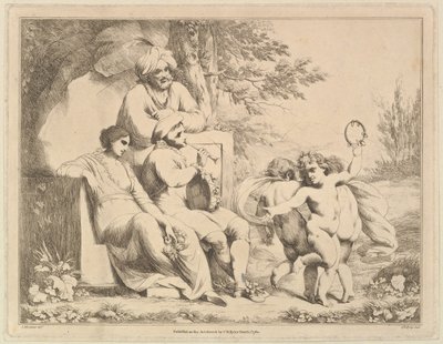 Tre putti che danzano al suono di un pifferaio da Charles Reuben Ryley