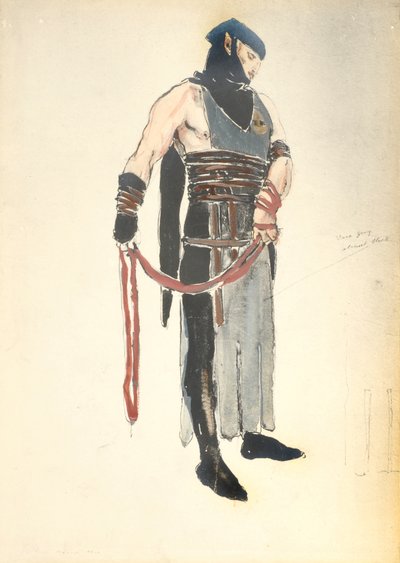 Costume per il servitore della regina in Le Mort de Tintagiles, 1912 da Charles Ricketts