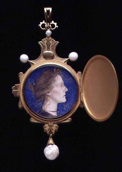 Pendente di Pegaso contenente il Miniatura di Miss Edith Emma Cooper (1862-1913) 1901 da Charles Ricketts