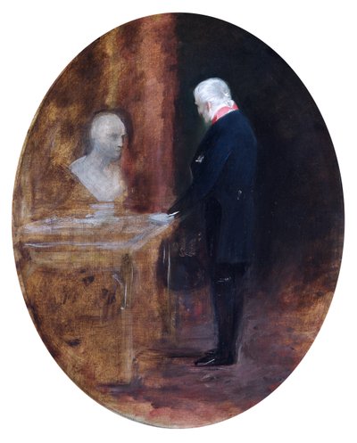 Il Duca di Wellington guarda un busto di Napoleone da Charles Robert Leslie