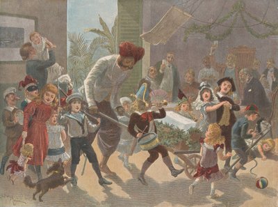 Il ceppo di Natale in India — Portare il ghiaccio, da The Graphic Christmas Number, dicembre 1889 da Charles Roberts