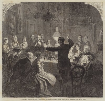 Una lezione di vacanze natalizie, il coro alla canzone comica di zio Evered da Sir John Charles Robinson