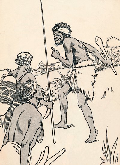Uomini aborigeni che si avvicinano a una fattoria di coloni, 1912 da Charles Robinson