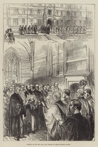 Inaugurazione della nuova sala e biblioteca del Keble College, Oxford da Sir John Charles Robinson