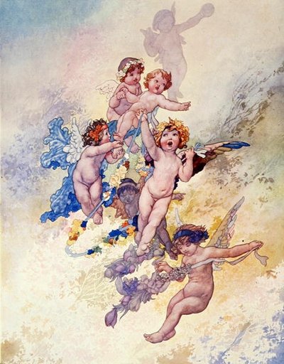 Putti con ghirlande di fiori da Charles Robinson