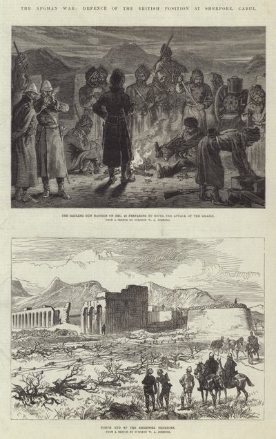 La guerra afgana, difesa della posizione britannica a Sherpore, Kabul da Sir John Charles Robinson
