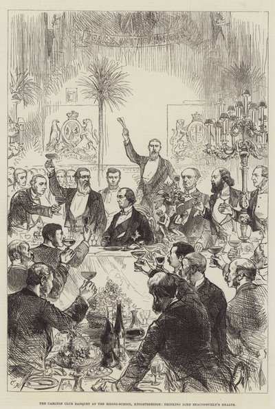 Il banchetto del Carlton Club alla scuola di equitazione, Knightsbridge, brindando alla salute di Lord Beaconsfield da Sir John Charles Robinson