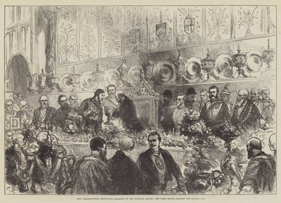 Il banchetto municipale internazionale alla Mansion House, il sindaco passa la Loving Cup da Sir John Charles Robinson