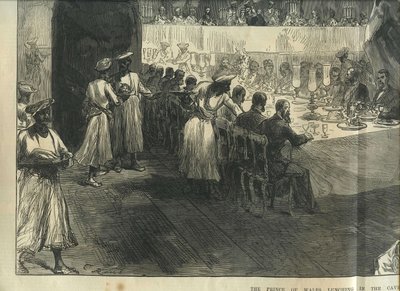Il Principe di Galles a pranzo nelle Grotte di Elephanta da Charles Robinson