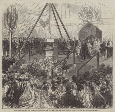 La Regina posa la prima pietra della nuova sala del Royal Albert Orphan Asylum, a Bagshot da Sir John Charles Robinson